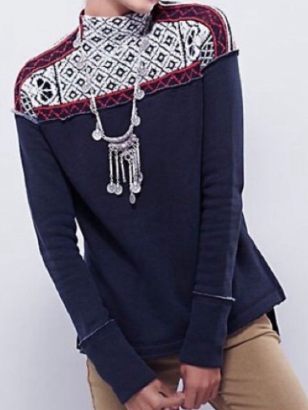 Free People Snow Bunny mock neck wool blend pullover sweater